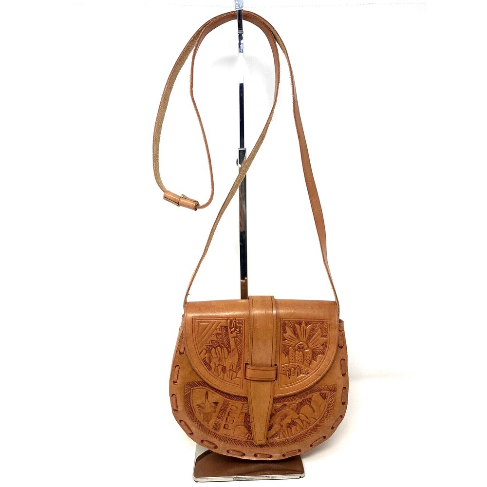 Crossbody Bag PERU Purse Heavy Duty Leather Souvenir Collectible Memorabilia